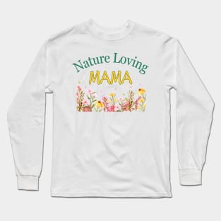 nature loving mom mama mommy mother retro wild flower daisies yellow and pink Long Sleeve T-Shirt
